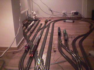 Lots of track in the corner of the room.