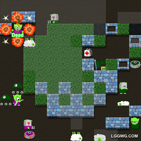 A game where little green guys with pointy ears shoot at each other, called LGGWG.COM.